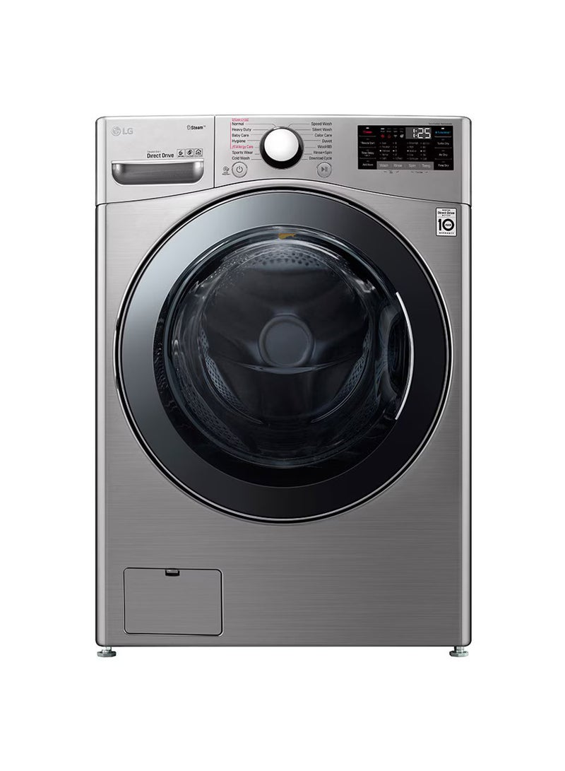 إل جي - 24Kg Front Load Washing Machine, Stainless Steel Colour, Steam™, 6 Motion DD Motor, ThinQ™ (Wi-Fi)- F0P3CYVDT Stainless Steel - Image 1