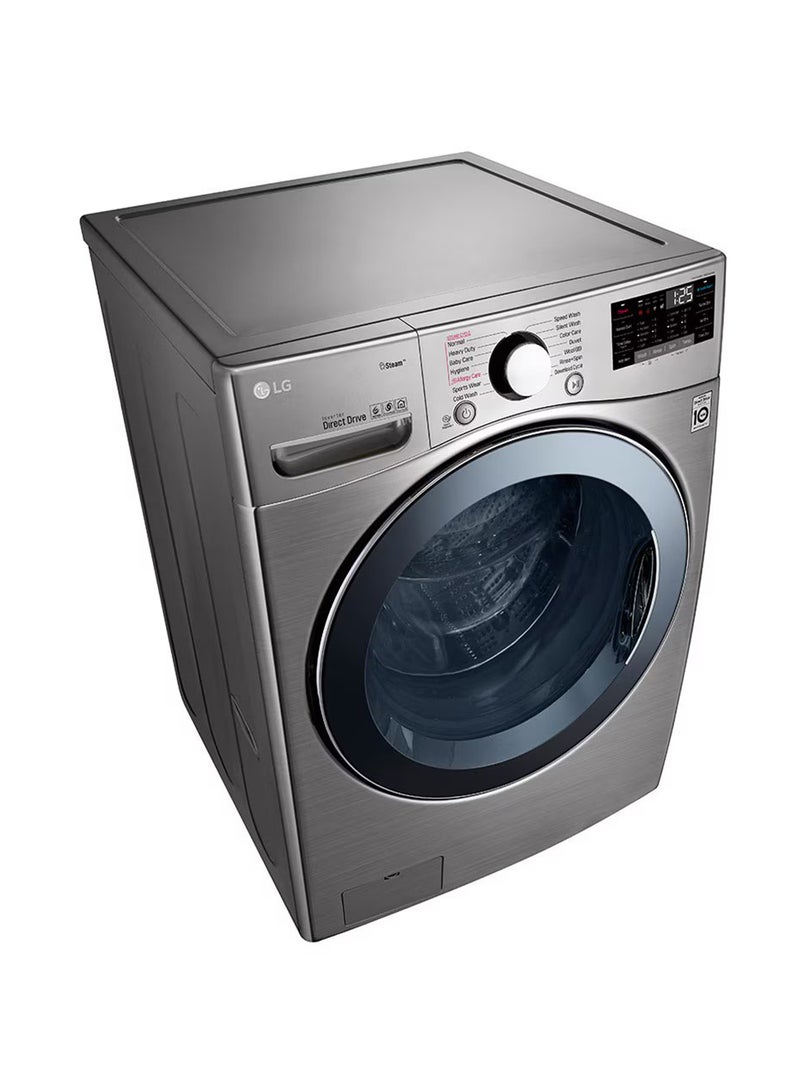 إل جي - 24Kg Front Load Washing Machine, Stainless Steel Colour, Steam™, 6 Motion DD Motor, ThinQ™ (Wi-Fi)- F0P3CYVDT Stainless Steel - Image 1
