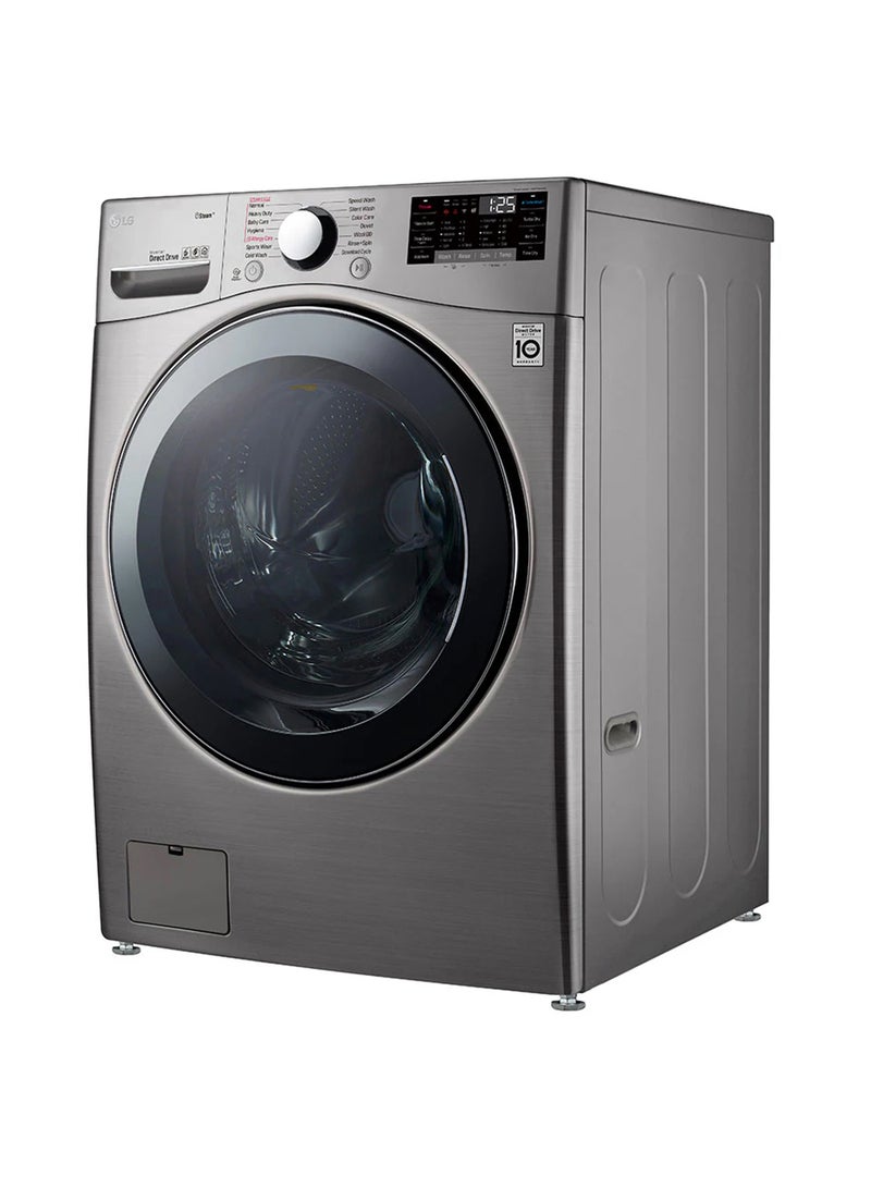 إل جي - 24Kg Front Load Washing Machine, Stainless Steel Colour, Steam™, 6 Motion DD Motor, ThinQ™ (Wi-Fi)- F0P3CYVDT Stainless Steel - Image 1