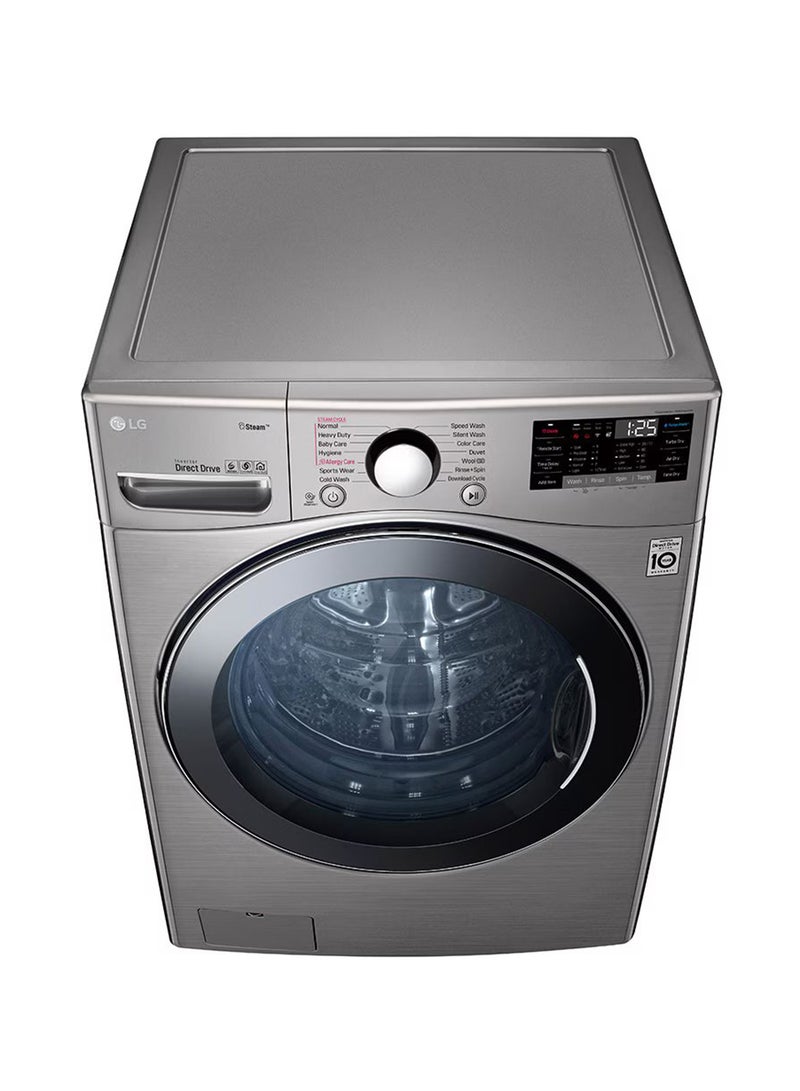إل جي - 24Kg Front Load Washing Machine, Stainless Steel Colour, Steam™, 6 Motion DD Motor, ThinQ™ (Wi-Fi)- F0P3CYVDT Stainless Steel - Image 1