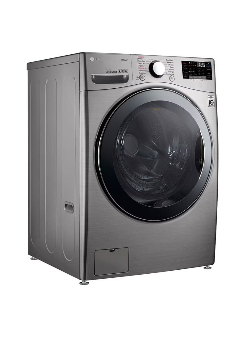 إل جي - 24Kg Front Load Washing Machine, Stainless Steel Colour, Steam™, 6 Motion DD Motor, ThinQ™ (Wi-Fi)- F0P3CYVDT Stainless Steel - Image 1