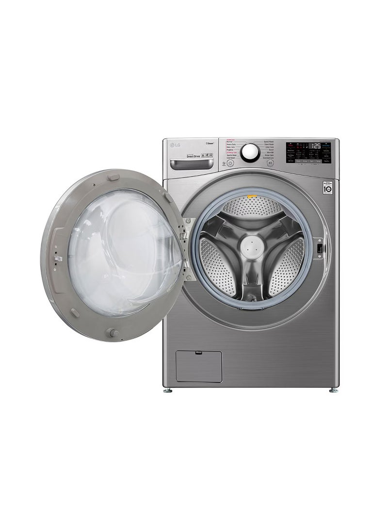 إل جي - 24Kg Front Load Washing Machine, Stainless Steel Colour, Steam™, 6 Motion DD Motor, ThinQ™ (Wi-Fi)- F0P3CYVDT Stainless Steel - Image 1