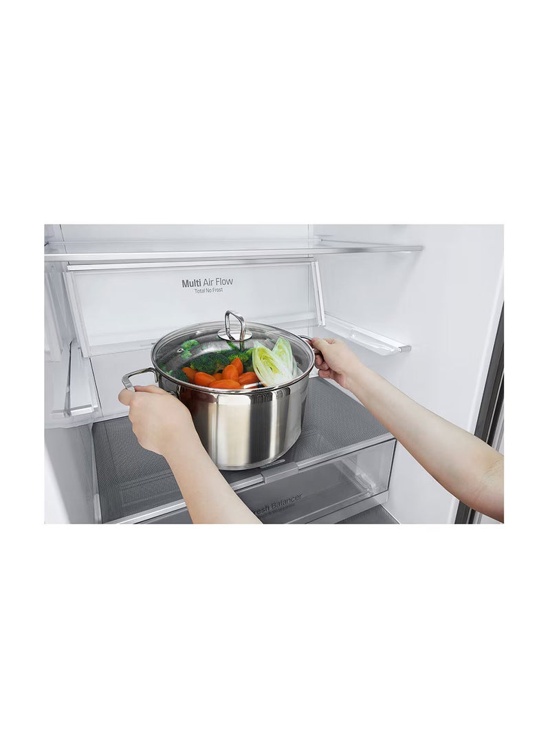 LG - 500/446 Gross and Net Capacity -LG New Bottom Mount Refrigerator , Inverter Compressor, Multi AirFlow, Smart Diagnosis - GR-F589BLCM Platinum Silver - Image 1
