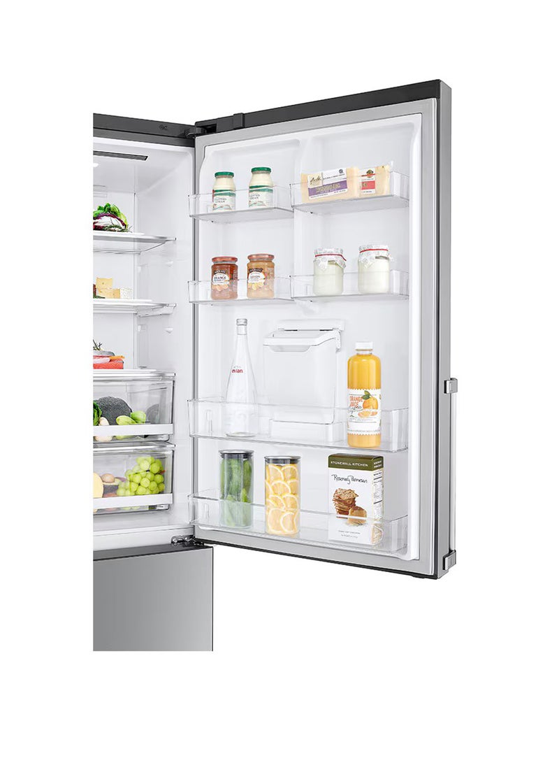 LG - 500/446 Gross and Net Capacity -LG New Bottom Mount Refrigerator , Inverter Compressor, Multi AirFlow, Smart Diagnosis - GR-F589BLCM Platinum Silver - Image 1