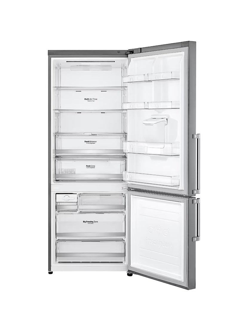 LG - 500/446 Gross and Net Capacity -LG New Bottom Mount Refrigerator , Inverter Compressor, Multi AirFlow, Smart Diagnosis - GR-F589BLCM Platinum Silver - Image 1