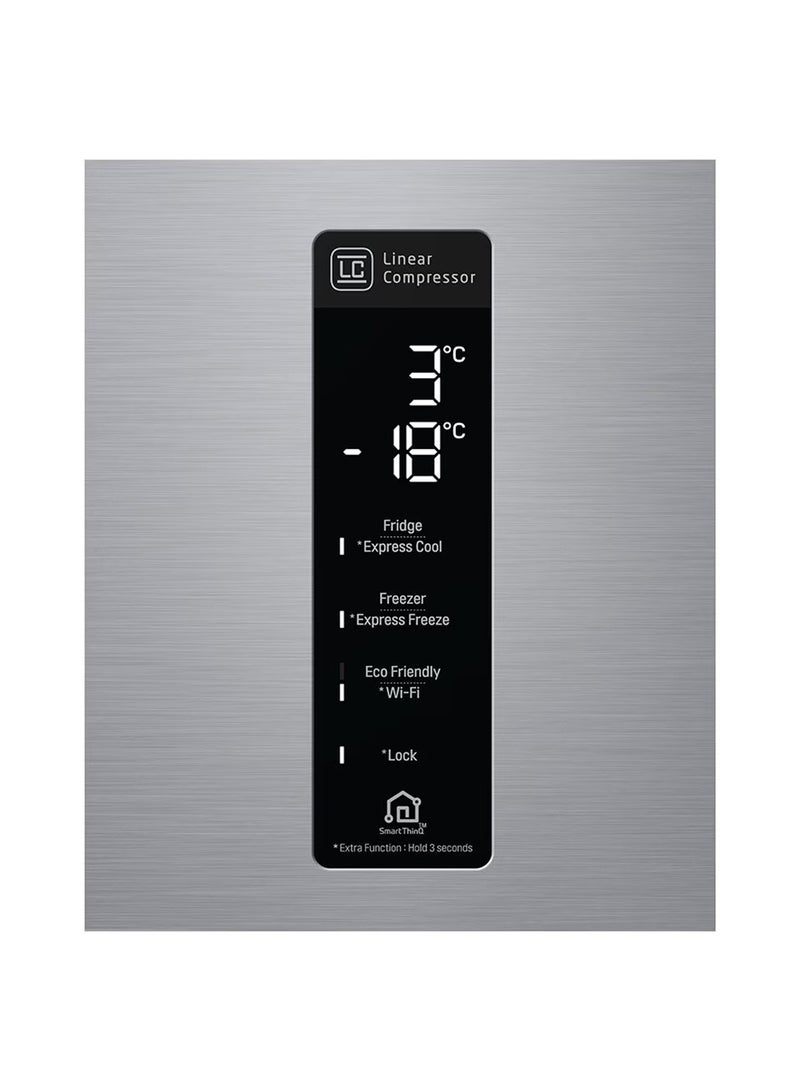 LG - 500/446 Gross and Net Capacity -LG New Bottom Mount Refrigerator , Inverter Compressor, Multi AirFlow, Smart Diagnosis - GR-F589BLCM Platinum Silver - Image 1