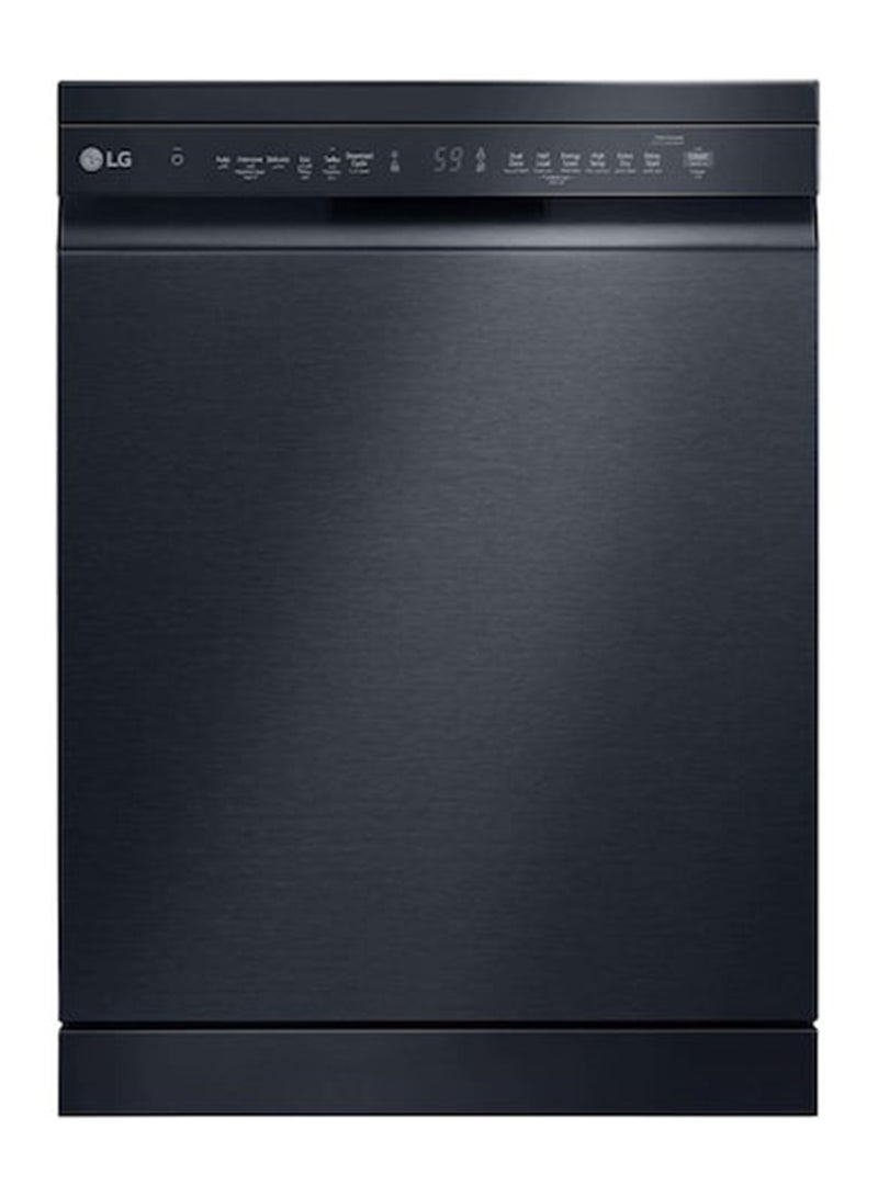 إل جي غسالة أطباق، تتسع لـ ١٤ طقمًا، ٩ برامج، غسيل رباعي، نظام Easy Rack Plus، ضوضاء أقل، غسيل ثنائي المنطقة، توربو ٧ كجم DFC513FM أسود 7 kg DFC513FM - Image 1