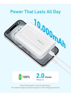 آنكر 10000 mAh Zolo Magnetic Power Bank, Compact 10,000mAh Wireless Portable Charger with 30W Max Fast Charging, Skin-Friendly and Durable Battery Pack, for iPhone 16/15/14 Series, Black  - Image 4