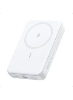 10000 mAh Zolo Magnetic Power Bank, Compact 10,000mAh Wireless Portable Charger with 30W Max Fast Charging, Skin-Friendly and Durable Battery Pack, for iPhone 16/15/14 Series, White