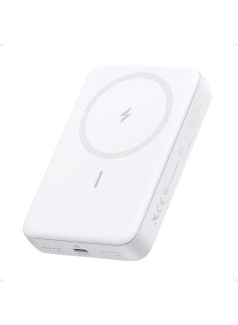 10000 mAh Zolo Magnetic Power Bank, Compact 10,000mAh Wireless Portable Charger with 30W Max Fast Charging, Skin-Friendly and Durable Battery Pack, for iPhone 16/15/14 Series, White
