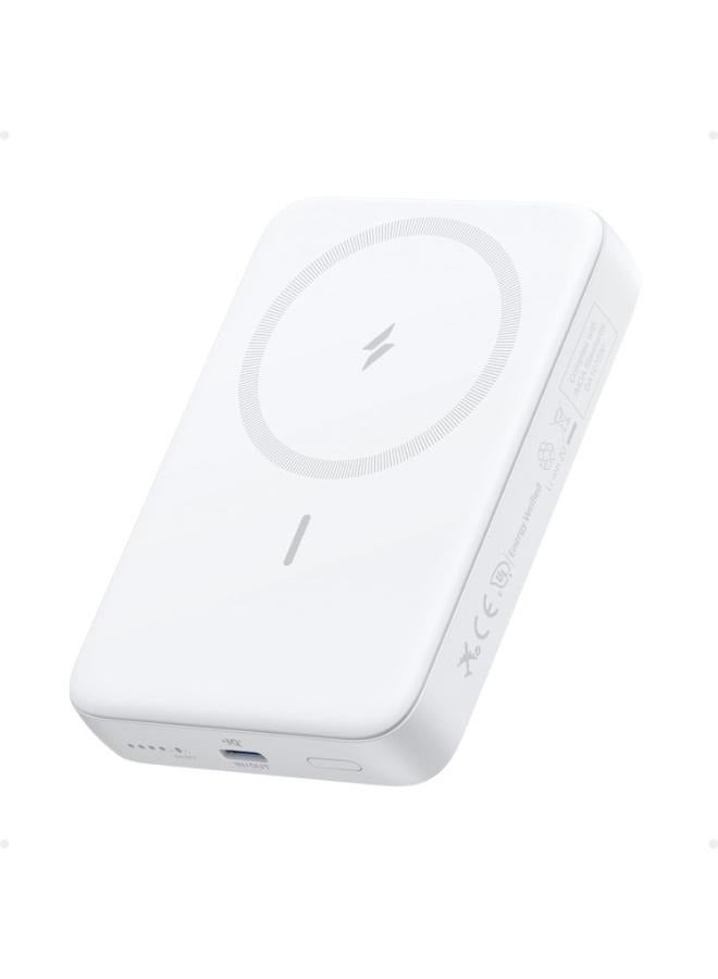 Anker - 10000 mAh Zolo Magnetic Power Bank, Compact 10,000mAh Wireless Portable Charger with 30W Max Fast Charging, Skin-Friendly and Durable Battery Pack, for iPhone 16/15/14 Series, White - Image 1