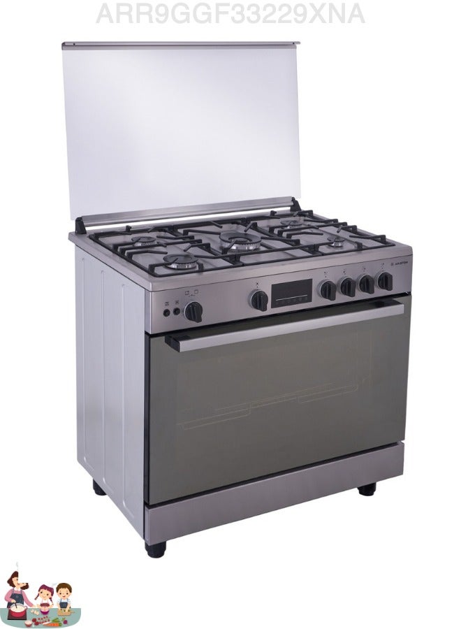 أريستون موقد غاز أريستون رقمي، 90 سم، 5 شعلات، فولاذ مقاوم للصدأ، مع مروحة - Image 2