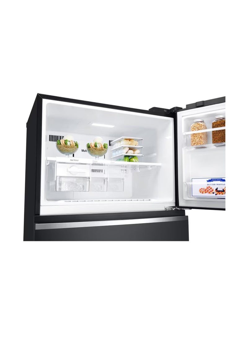 547/506 Litres-Gross & Net Capacity  Top Mount Refrigerator, Smart Inverter Compressor, Linear Cooling, Pocket Handle, Multi Air Flow, i-Micom, GN-C782SGGL Black Glass