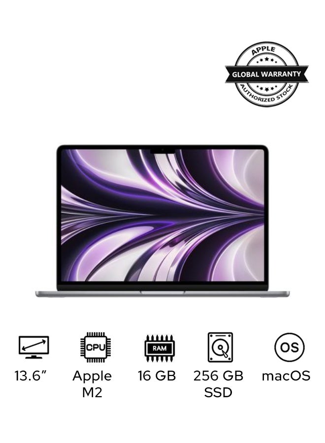 أبل - MacBook Air MC7U4 13.6-inch Display, Apple M2 chip with 8-core CPU and 8-core GPU/16GB RAM/256GB SSD/macOS English Space Grey - Image 1