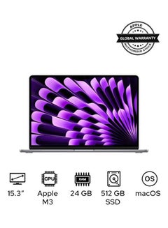 Apple MacBook Air MC9H4 Laptop With 15.3-Inch Display, M3 chip 8-core CPU and 10-core GPU Processor/24GB RAM/512GB SSD/macOS English Space Grey  - Image 1