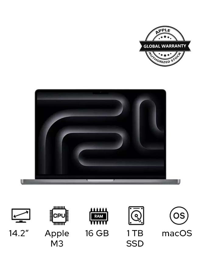 Apple - MacBook Pro MXE03 Laptop With 14.2-Inch Display, Apple M3 8 Core CPU And 10 Core GPU/16GB RAM/1TB SSD/MacOS English Space Grey - Image 1