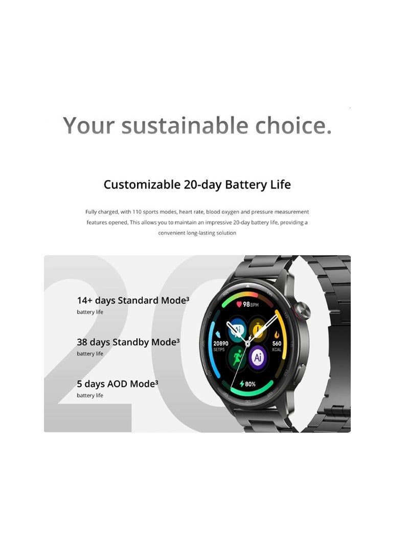ريل مي 380 mAh New realme Watch S2 SmartWatch 1.43'' AMOLED Display Blood Oxygen Sensor 20 Days Battery Life, Battery Watch Silver  - Image 2