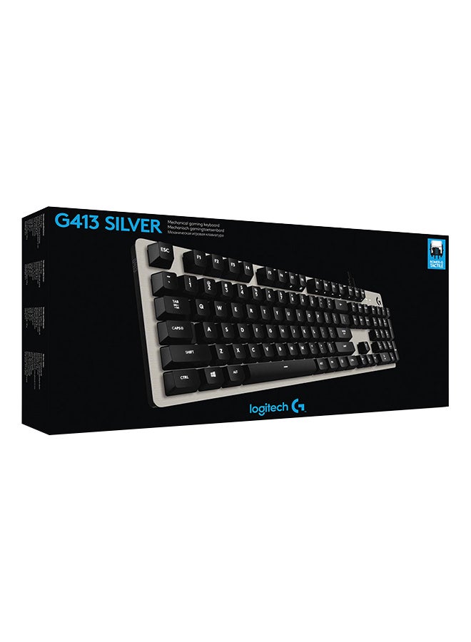 لوجيتيك - Logitech G413 Mechanical Gaming Keyboard Romer-G with USB Pass-Through - Silver, US International Layout - Image 1