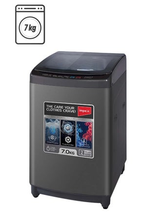 7Kg Fully Automatic Top Load Washing Machine,8 Wash Program And Temperature Adjustment, Hot&Cold Water Inlet, Fuzzy Function, Detergent Dispenser Tray, Child Safety Lock 7 kg WM0700TMG Dark Grey - pnsku/N70143231V/45/_/1740991937/7b21db93-5f76-4584-ad9e-e51dbd3195a7