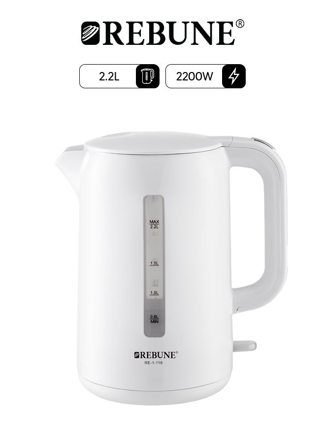 REBUNE Electric Kettle – Hot Water in Seconds 2.2 L 2200 W RE-1-116 white 