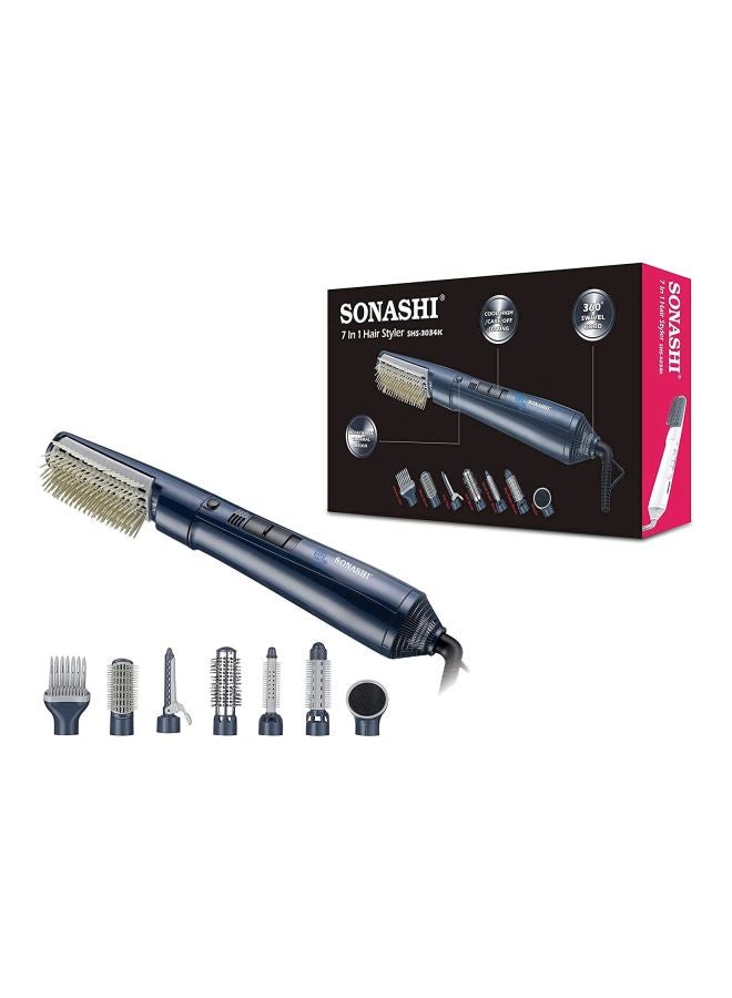 SONASHI - 7-In-1 Hair Styler 550W With Rechargeable Hair Clipper 5W Combo | Styler With Detachable Brushes And 3 Hours Continuous Working Clipper | Gifts For Men Women | Shs-3034 Blue/Grey And Shc-1054 Black - Image 1