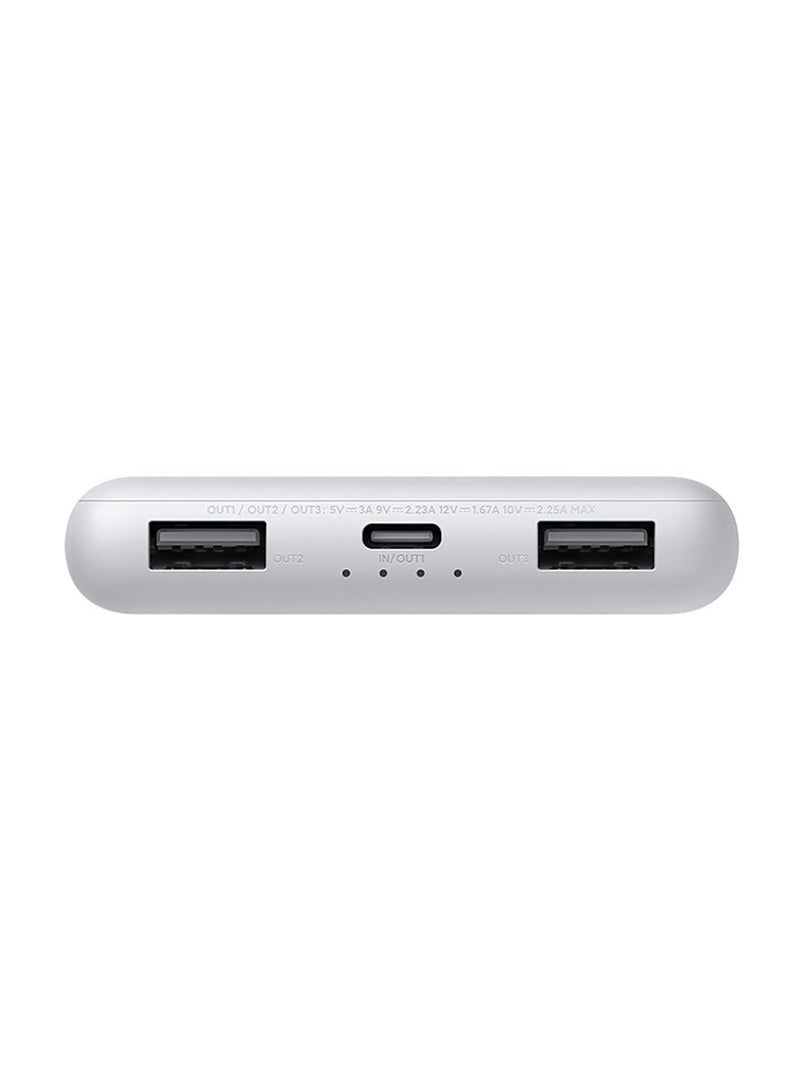 شاومي 10000 mAh Power Bank Lite, 22.5W Fast Charging, USB-C & 2 USB Ports - Light Gray  - Image 4