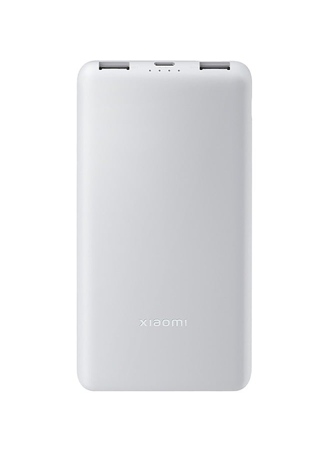 شاومي 10000 mAh Power Bank Lite, 22.5W Fast Charging, USB-C & 2 USB Ports - Light Gray  - Image 2