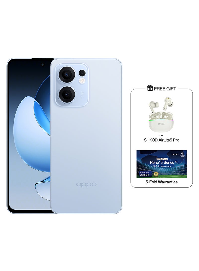 OPPO - Reno13F Dual SIM Skyline Blue 12GB RAM 256GB 5G - Middle East Version With Gift SHKOD AirLits5 Pro - Image 1