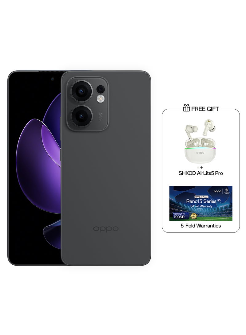 أوبو رينو 13F ثنائي الشريحة رمادي غرافيت 12 جيجابايت رام 256 جيجابايت 5G - نسخة الشرق الأوسط مع هدية SHKOD AirLits5 Pro - Image 1