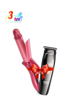 سوناشي 2 In 1 Hair Curler 45W With Rechargeable Hair Clipper 3W Combo | Curler With Led Display And Clipper With Continuous 3 Hours Working | Gifts For Men Women | Shc-3005 Pink And Shc-1044N Black  - Image 1