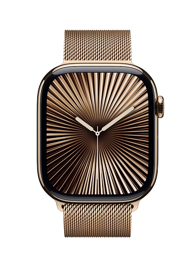 Apple - Watch Series 10 Gps  Cellular 46Mm Gold Titanium Case With Gold Milanese Loop  Ml Gold - Image 1