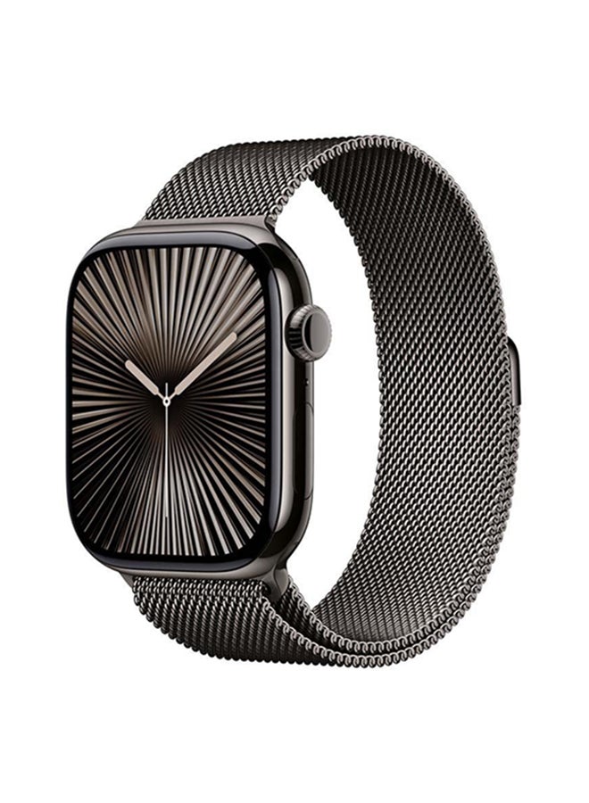 Apple - Watch Series 10 Gps  Cellular 46Mm Slate Titanium Case With Slate Milanese Loop  Ml Grey - Image 1