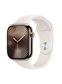 Apple Watch Series 10 Gps  Cellular 42Mm Gold Titanium Case With Starlight Sport Band  Ml White  - Image 1