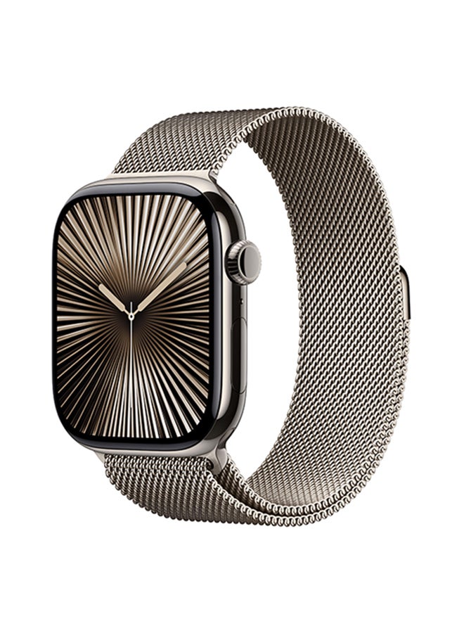 Apple Watch Series 10 Gps  Cellular 46Mm Natural Titanium Case With Natural Milanese Loop  Ml Gold 