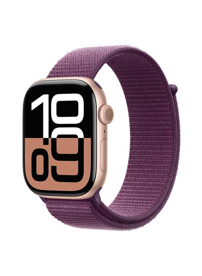 Apple Watch Series 10 Gps  Cellular 46Mm Rose Gold Aluminium Case With Plum Sport Loop Purple - Image 1