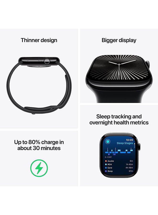 Apple Watch Series 10 Gps  Cellular 46Mm Jet Black Aluminium Case With Black Sport Band  Sm Black  - Image 3