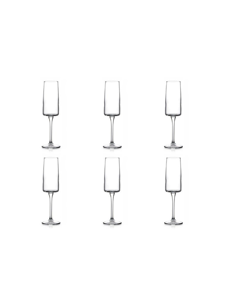 Pasabahce Pasabahce 6 Piece Glass Cup Iconic 190ml Flute Set – Turkey Made Clear  - Image 1