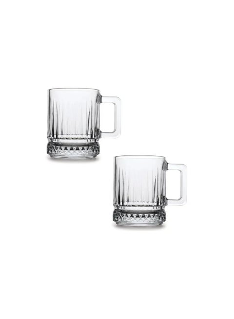 Pasabahce Elysia 2 Piece Coffee and Tea Mug Set – 250 ml- Turkey Made Clear