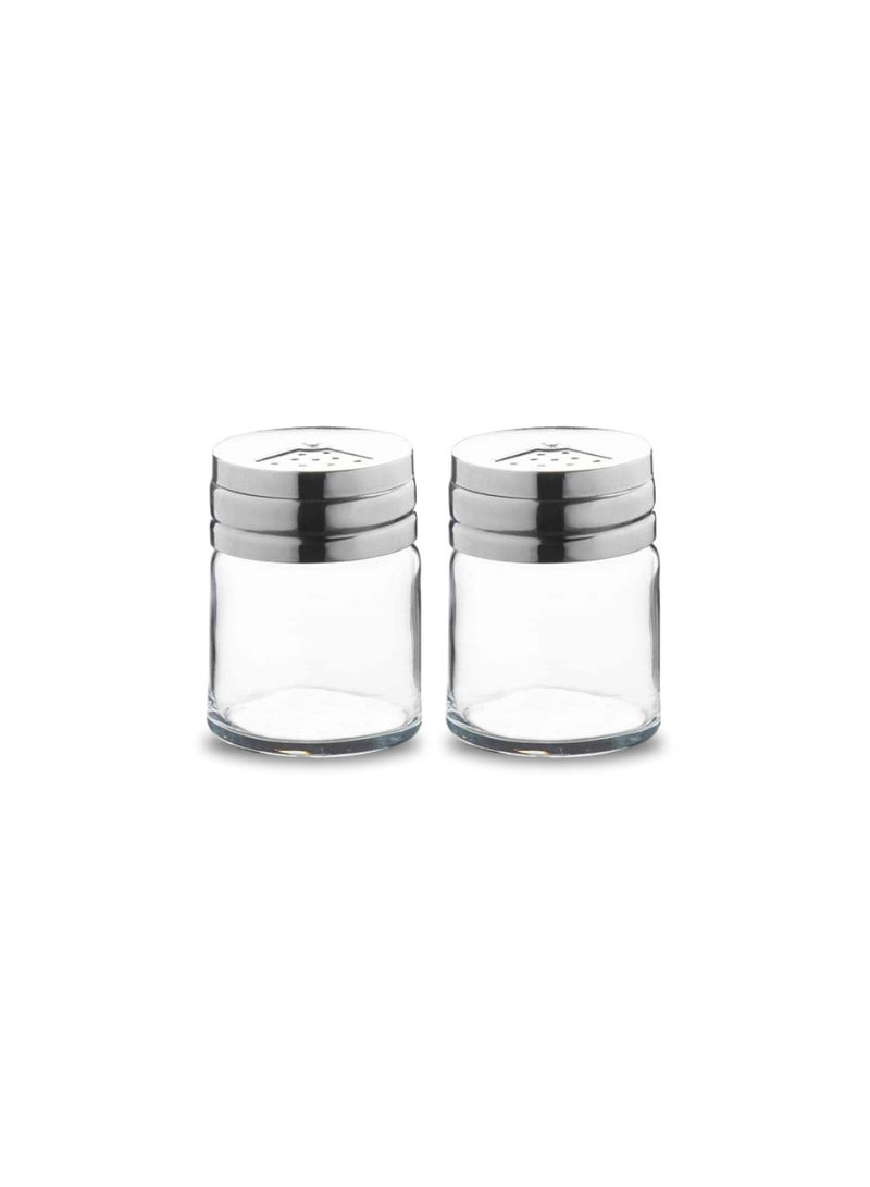 باساباتشي Pasabahce 2 Piece Glass Salt Pepper Shaker with Adjustable Shaker Lid – Set 110ml-Turkey Made Clear  - Image 1