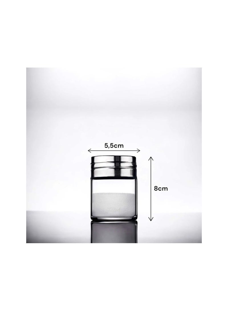 باساباتشي Pasabahce 2 Piece Glass Salt Pepper Shaker with Adjustable Shaker Lid – Set 110ml-Turkey Made Clear  - Image 4