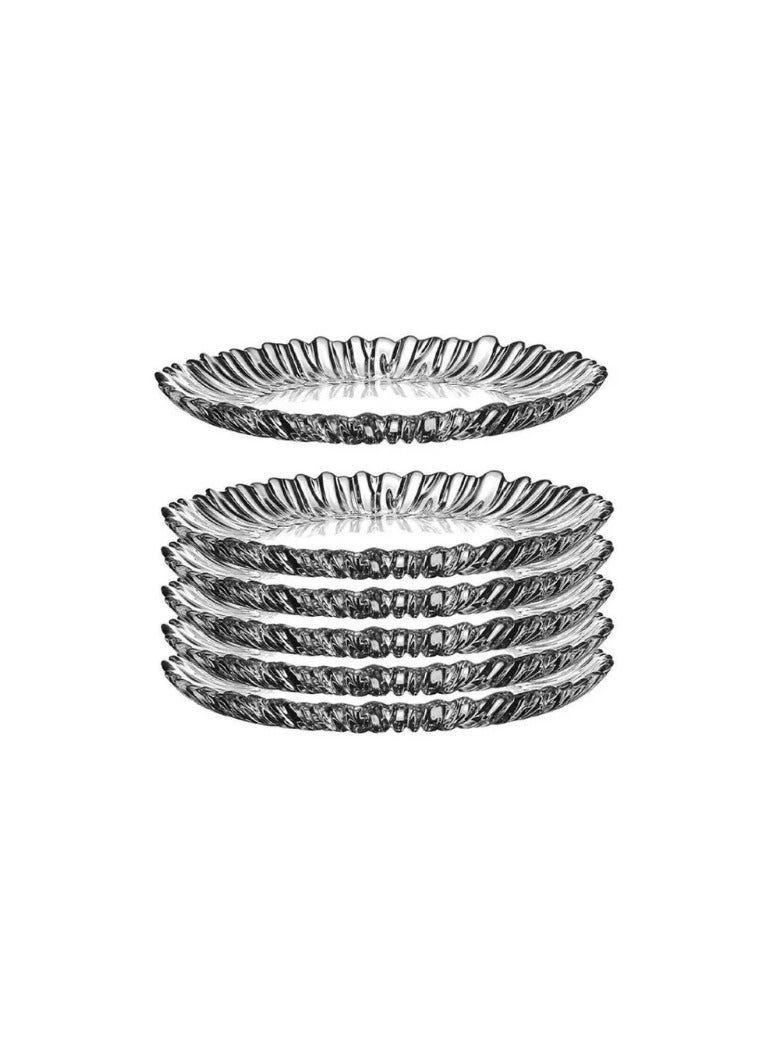 باساباتشي Pasabahce Aurora 6 Piece Cake Glass Plates set 20.5cm-Turkey Made Clear  - Image 1