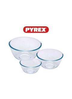 PYREX Pyrex Bowl Set of 3 (2.3L, 1.1L, 0.7L) - Clear Glass, Durable & Heat Resistant for Cooking & Baking  - Image 3