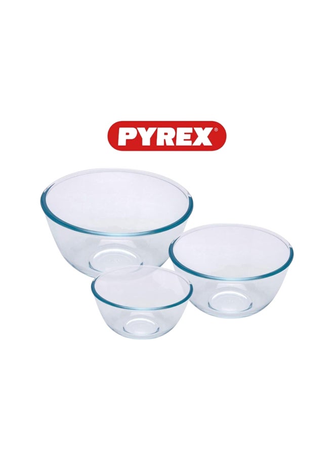PYREX - Pyrex Bowl Set of 3 (2.3L, 1.1L, 0.7L) - Clear Glass, Durable & Heat Resistant for Cooking & Baking - Image 1