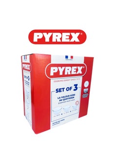 PYREX Pyrex Bowl Set of 3 (2.3L, 1.1L, 0.7L) - Clear Glass, Durable & Heat Resistant for Cooking & Baking  - Image 1