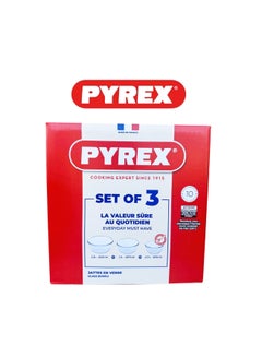 PYREX Pyrex Bowl Set of 3 (2.3L, 1.1L, 0.7L) - Clear Glass, Durable & Heat Resistant for Cooking & Baking  - Image 2