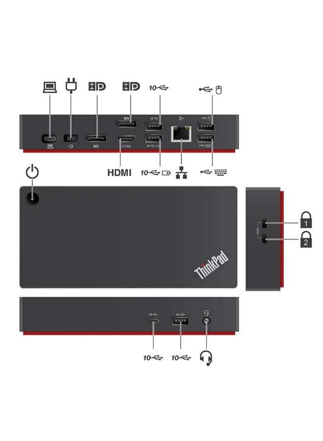Lenovo - ThinkPad Universal Wired Docking Station/Port, USB-C 3.0 (3.1 Gen 1) 40AY0090UK | Black - Image 1