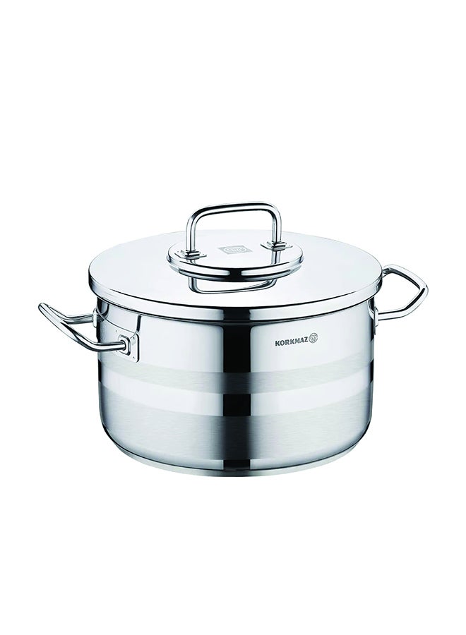 Astra2 Casserole 30x18 cm / 12.5 L | Induction Pot for Cooking | Turkish Stainless Steel Cookware - KA2028 Silver