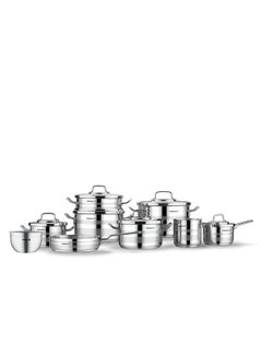 Korkmaz Korkmaz Astron 15pc Cookware set | Stainless Steel Pots And Pans Set | Induction Cooking Set - KA2057 Silver  - Image 1