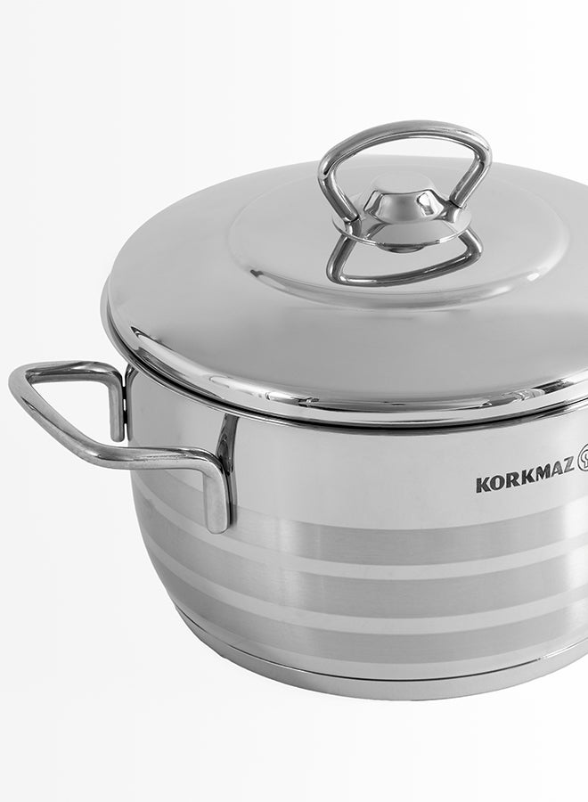 Korkmaz Astra 11 Pcs Stainless Steel Cookware Set | Turkish Induction Compatible Pots and Pans Set | Silver KA1090 Silver - Image 4