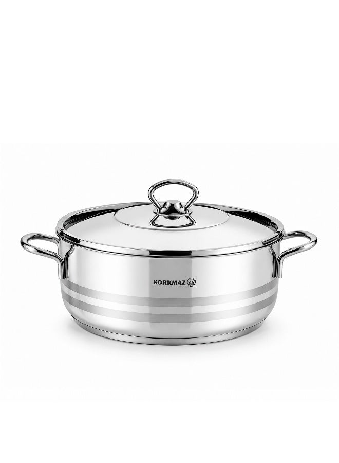 Korkmaz Astra 11 Pieces Stainless Steel Cookware Set | Turkish Induction Compatible Pots and Pans Set | Silver KA1090 Silver Silver - Image 2